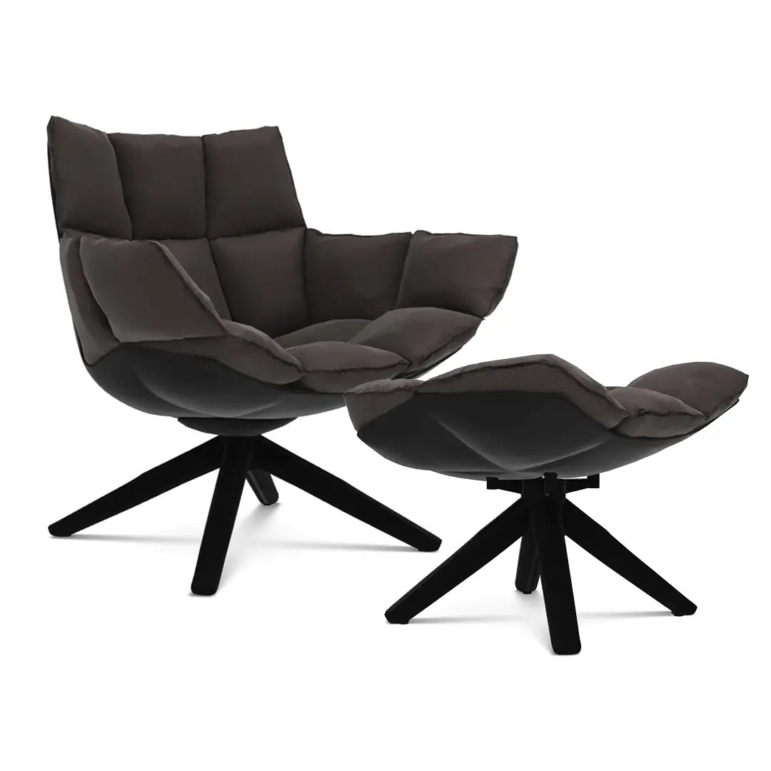 Husk Swivel Armchair with Armrests